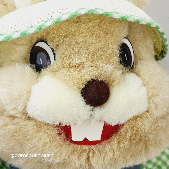 Cuddle Wit Farmer Bunny Rabbit Plush 16" Gingham Plaid Shirt Easter 1992 Bunny - Picture 3 of 12
